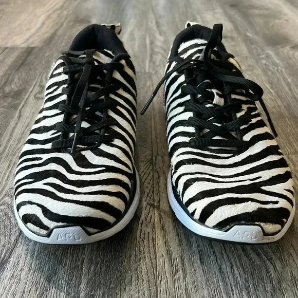 Apl Shoes Athletic Zebra Print Iconic Pro Hair Calf Sneakers Size 9 Womens - Picture 3 of 7